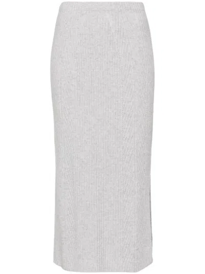 Twinset Light Grey Wool Blend Mlange Effect Skirts