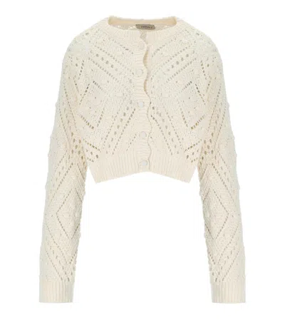 Twinset Light Natural Cropped Cardigan In Neutral