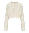 Twinset Twin-set Light Natural Cropped Cardigan In Animal Print