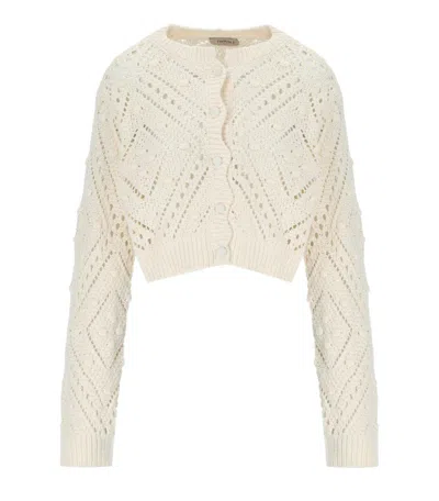 TWINSET LIGHT NATURAL CROPPED CARDIGAN