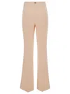 TWINSET LIGHT PINK FLARED PANTS WITH OVAL T PATCH IN TECH FABRIC WOMAN