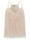 Twinset Light Pink Top With All-over Feathers In Light Pink