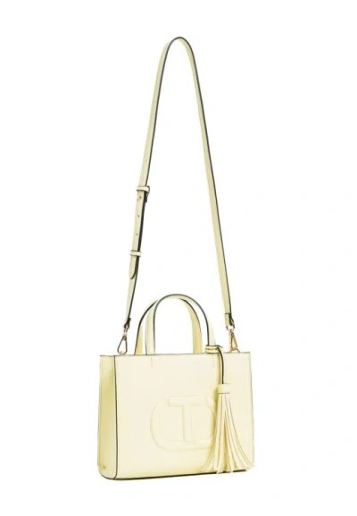Twinset Light Yellow Celandine Small Tote Bag In Neutrals