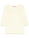 TWINSET TWINSET LIGHT YELLOW SWEATER WITH POINTELLE KNIT