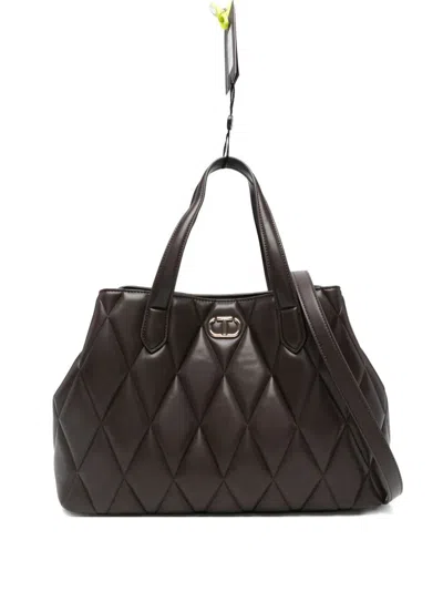 TWINSET LIGHTY PADDED TOTE BAG,252TB7050 00203 COFFEE