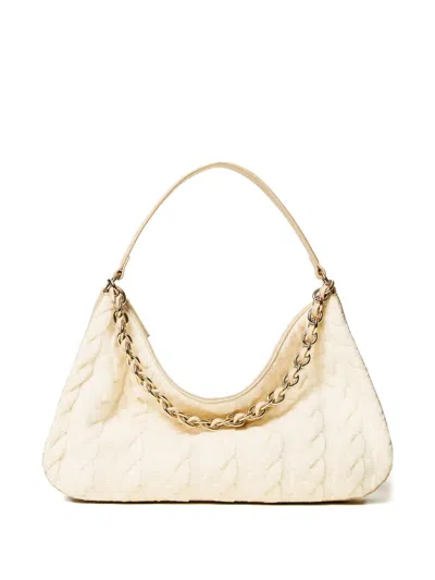 Twinset Liliane Cable-knit Shoulder Bag In Neutral