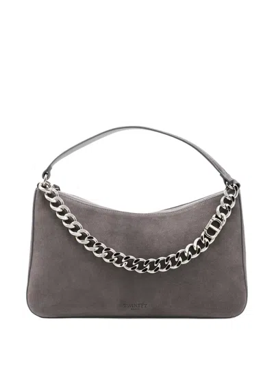 Twinset Liliane Chain-embellished Suede Shoulder Bag