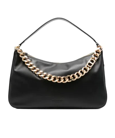 Twinset Liliane Chain-embellished Shoulder Bag In Black