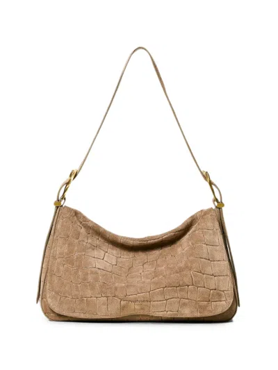 Twinset Liliane Croc-effect Leather Tote Bag In Neutral