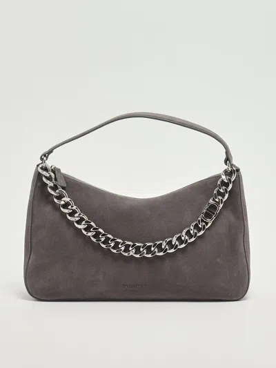 Twinset Twin-set Grey Melange Polyester Cotton Bags In Gray