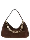 Twinset Twin-set Suede Crossbody Bag With Gold Chain Strap In Brown