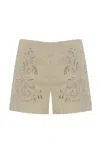 Twinset Twin-set Tailored Gray Shorts With Intricate Embroidery In Madreperla