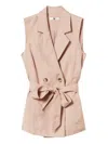 Twinset Linen-blend Woven Vest In Neutrals
