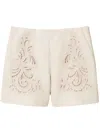 TWINSET LINEN EMBOIDED SHORTS IN IVORY