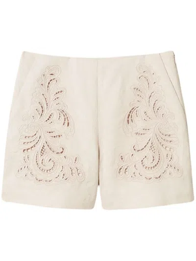 TWINSET LINEN EMBOIDED SHORTS IN IVORY