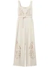 Twinset Broderie-anglaise Jumpsuit In Beige