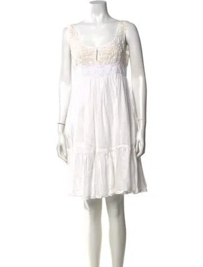 Pre-owned Twinset Linen Mini Dress In White
