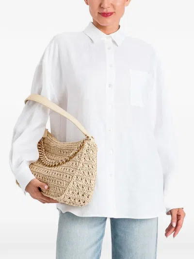 Twinset Linen Shirt With Embroidered Logo In White