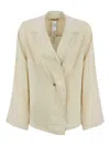 Twinset Linen Shirt With Oval-t Button In Light Beige