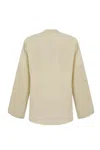 Twinset Linen Shirt With Oval-t Button In Sabbia Fredda