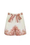 TWINSET LINEN SHORTS WITH FLORAL PRINT