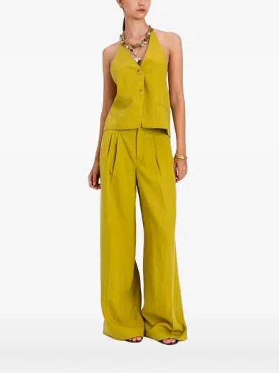 Twinset Linen-blend Halter Waistcoat In 옐로