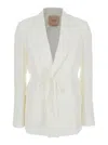 Twinset Linen-viscose Blend Blazer In White