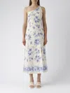 Twinset Lino Dress In Avorio-azzurro