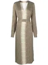 Twinset Lizard-print Belted Midi Dress In Neutrals