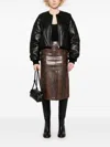 Shop Twinset Lizard-skin Effect Midi Skirt In Brown