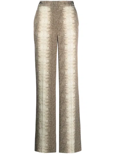 TWINSET LIZARD-SKIN EFFECT SATIN TROUSERS
