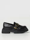 Twinset Twin-set Black Loafers With Platform And Logo In Leather In Schwarz