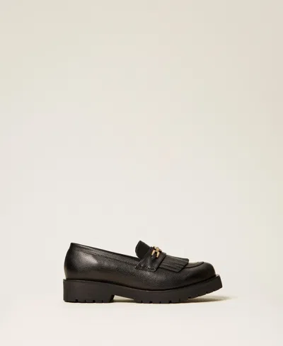 Twinset Loafers With Fringes And Oval T