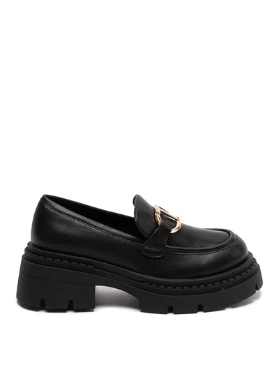 Twinset Oval T Logo-plaque Loafers In Black