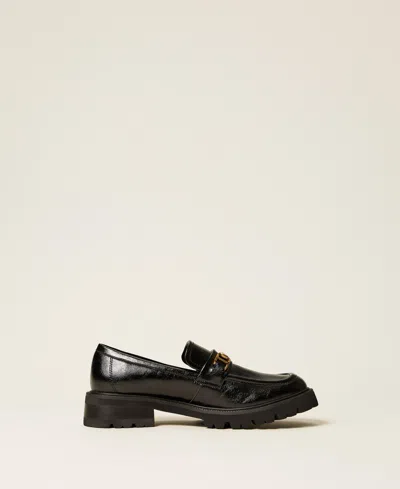 Twinset Loafers With Oval T Clasp In Black