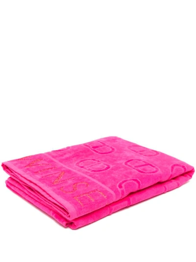 Twinset `logo Allover` Beach Towel In Pink