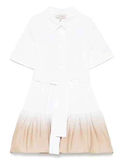 Twinset Kids' Logo-appliqué Dress In White