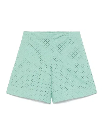 Twinset Logo-appliqué Shorts In Green