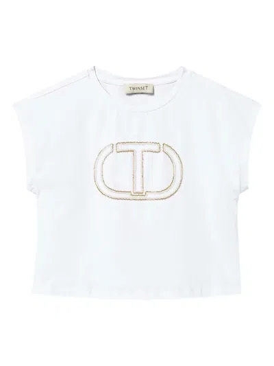 Twinset Kids' Logo-appliqué T-shirt In White