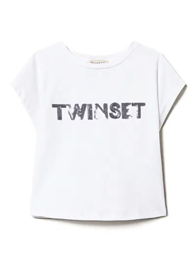 Twinset Kids' Logo-appliqué T-shirt In White
