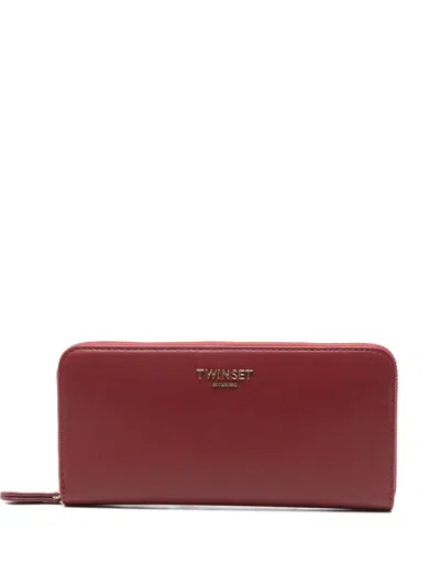 Twinset Logo-appliqué Wallet In Red