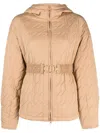 Twinset Logo-belt Quilted Jacket In Neutrals