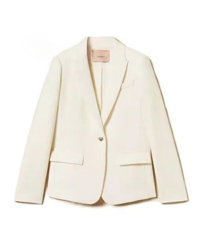 Twinset Heart-motif Single-breasted Blazer In Neutral