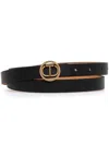 Twinset Embossed Crocodile Leather Belt In Black