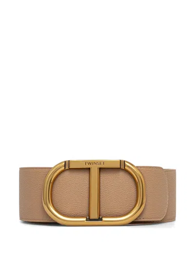 Twinset Logo-buckle Belt In Neutrals