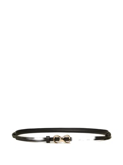 Twinset Logo-buckle Leather Belt In Black