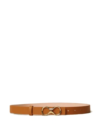 Twinset Logo-buckle Reversible Leather Belt In Brown
