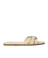Twinset Beige Sandals With Logo Plaque On The Front And Square Toe In Leather Woman In Light Ginger Root Beige