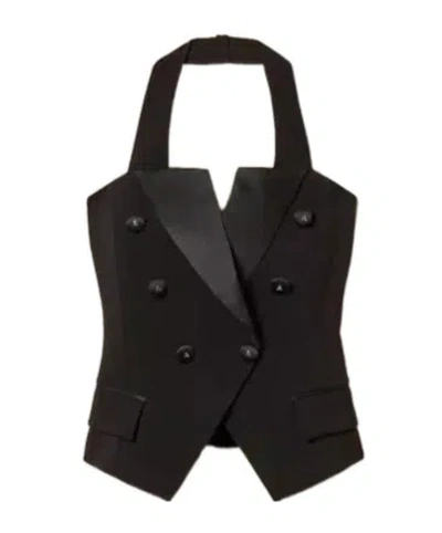 Twinset Logo Button Vest In Black