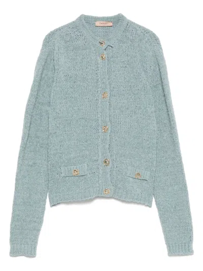 Twinset Logo-buttons Cardigan In Carta Da Zucchero